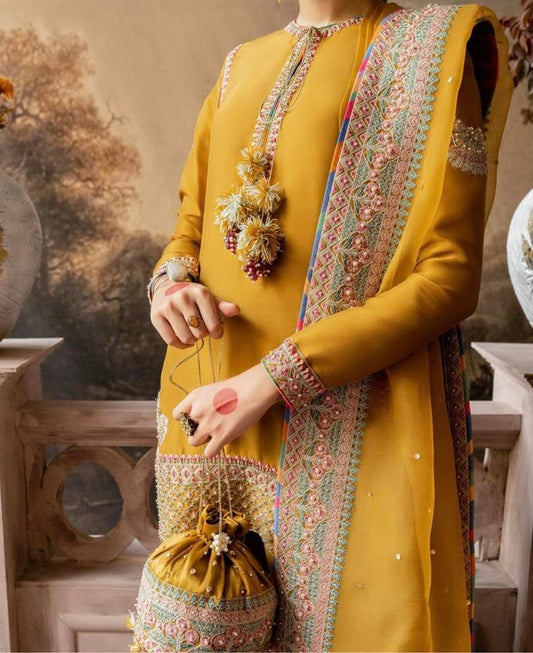 Hussain Rehar Luxury Raw Silk Hand Emblishment Collection ARASTI