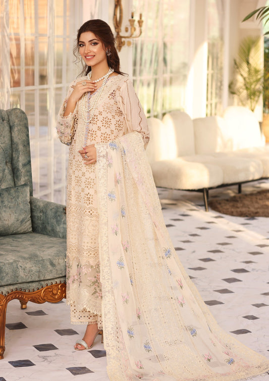 Elaf Luxury Chiken Kari Lawn Embroidered 3 Pc Unstitched Suit ELC-07 HARMONY