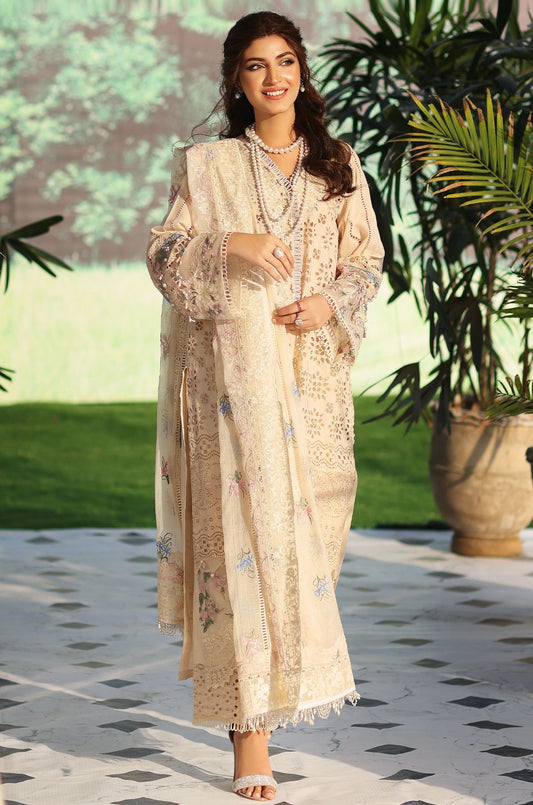 Elaf Luxury Chiken Kari Lawn Embroidered 3 Pc Unstitched Suit ELC-07 HARMONY