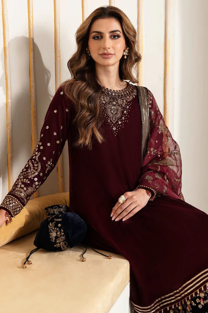 Jazmin Luxury Velvet VF-2018 Embroidered Formals 3 Pieces Unstitched
