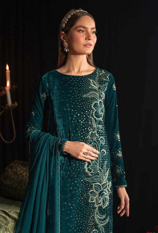 Iznik Luxury Velvet Embroidered Suit Unstitched 3 Piece - IV-47