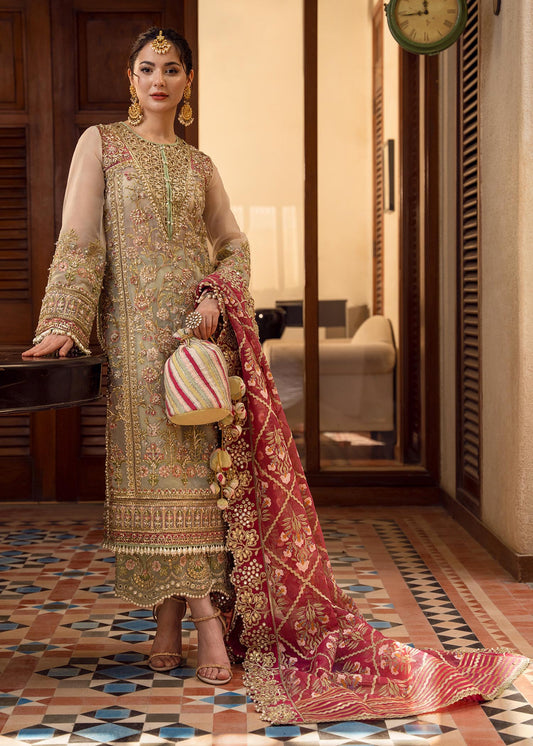Crimson Artisanal Anecdotes Luxury Organza Embroidered 3Pc Unstitched Suit PA-192
