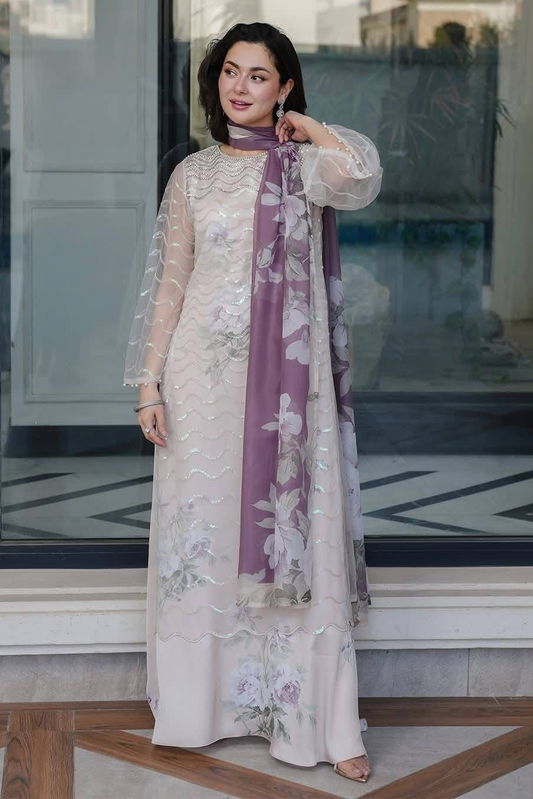 Lulusar Luxury Collection Net With Silk Inner Unstitched Collection Noural Dress