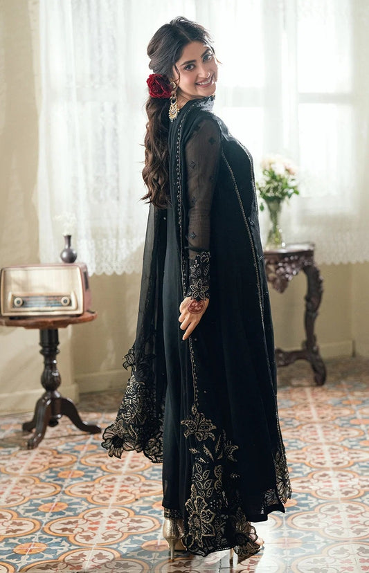 Azure Nightingale Luxury Chiffon Embroidered 3Pc Unstitched Suit PA-174