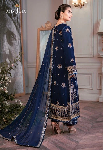 Asim Jofa AJAM-08 Luxury Velvet Embroidered 3Pc Unstitched Suit PA-247