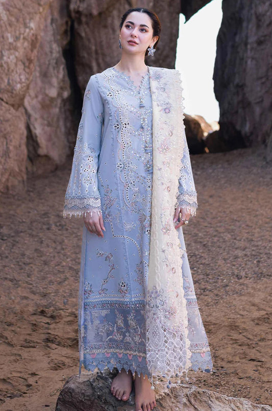 Qalamkar - Saahil Kinaare - Lawn Chikankari 3Pcs Unstitched - FP-04 Firuze