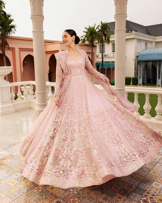 Faiza Saqlain Luxury Net Embroidered Unstitched With Hand Emblishment Ruzova-07