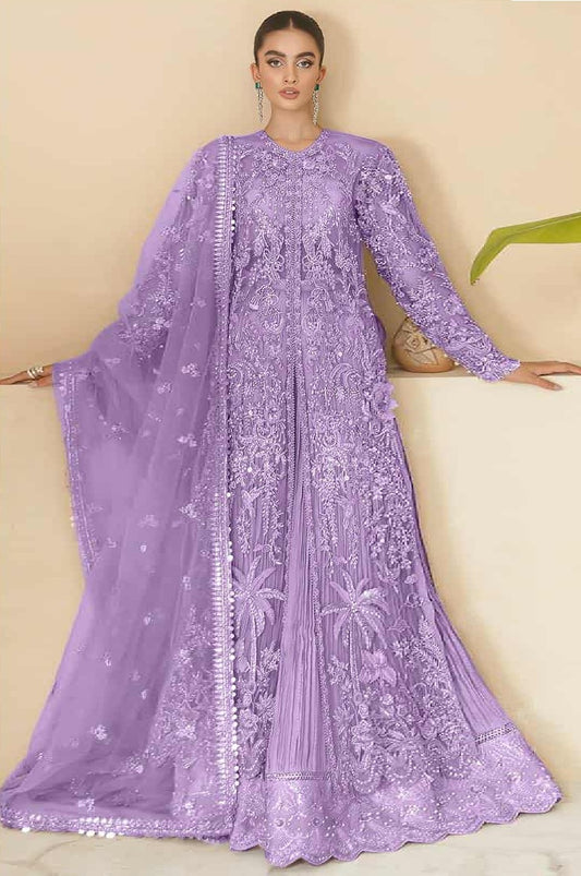 Soraya Luxury Net Embroidered 3 Piece Unstitched - Dahlia