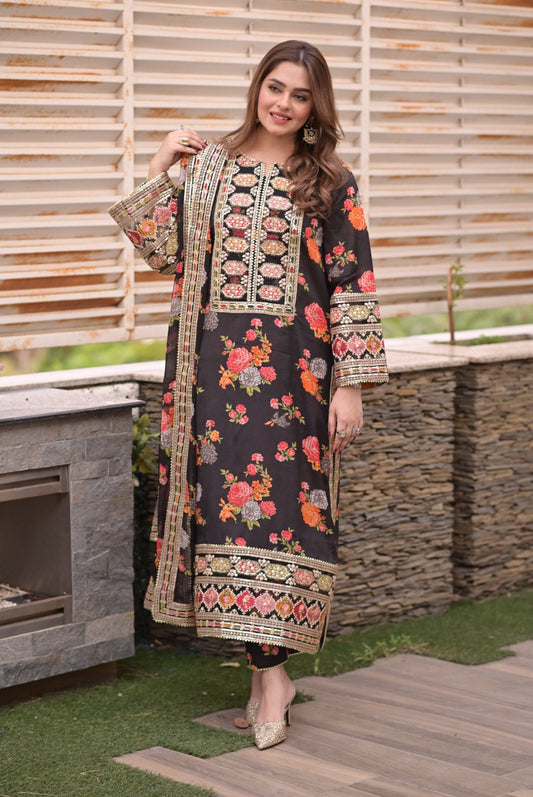 Aneelas Luxury Silk 3 Piece Unstitched