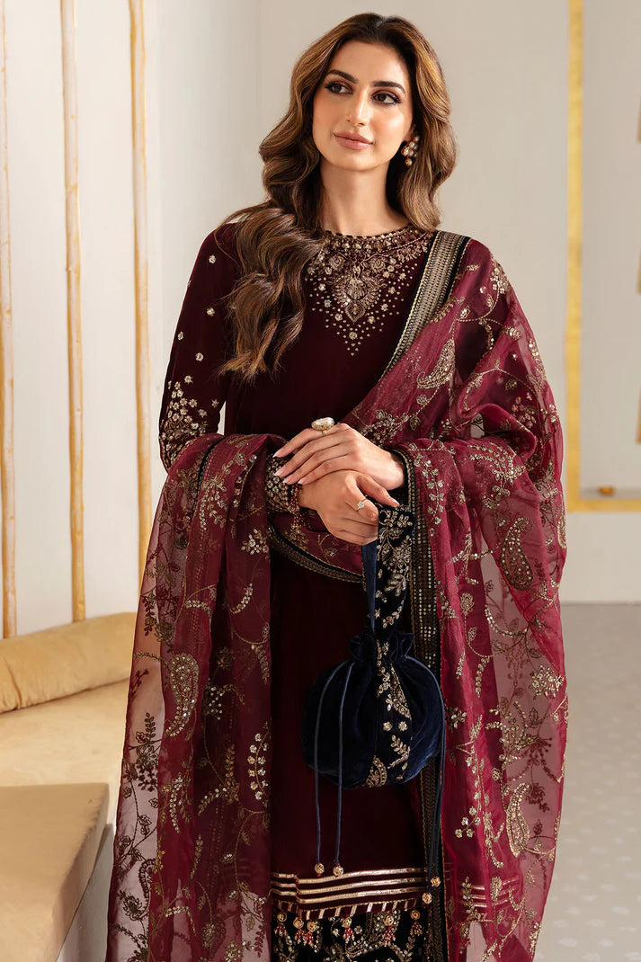 Jazmin Luxury Velvet VF-2018 Embroidered Formals 3 Pieces Unstitched