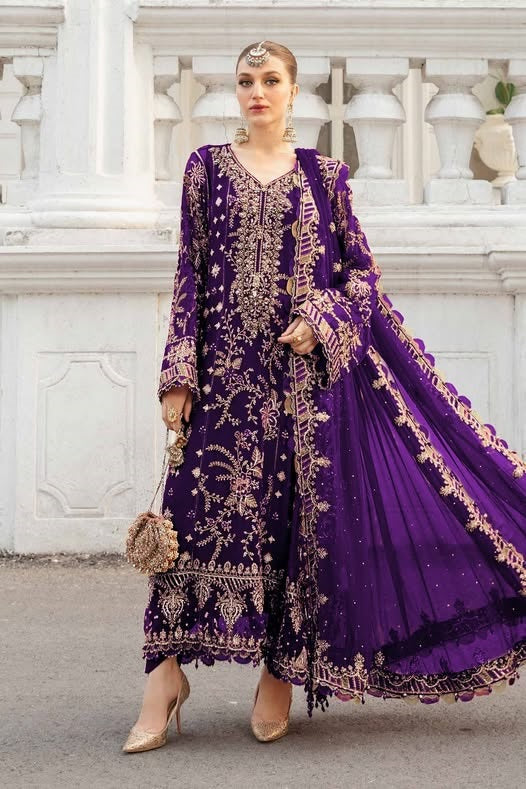 Maria.B Luxury Chiffon Embroidered 3 Piece Unstitched - 2025