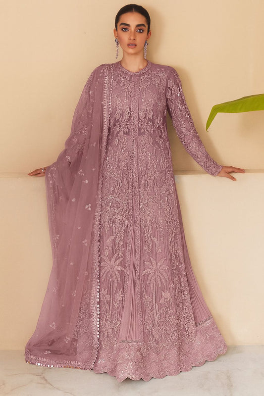 Soraya Net Embroidered 3 Piece Unstitched - Dahlia