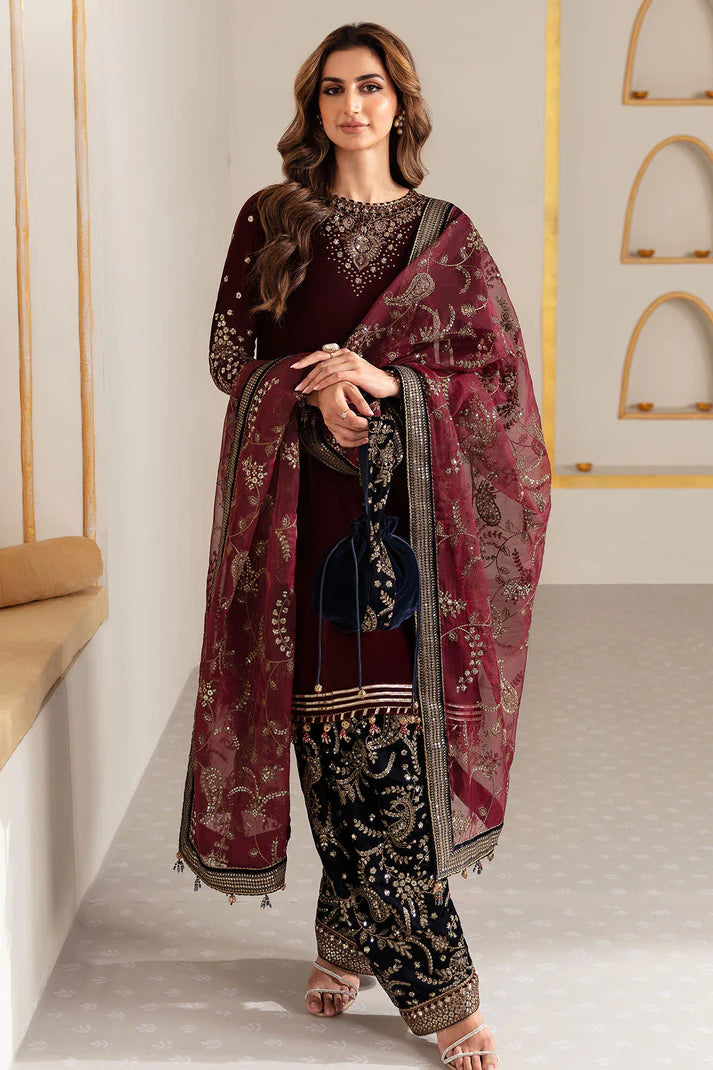 Jazmin Luxury Velvet VF-2018 Embroidered Formals 3 Pieces Unstitched