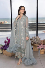 Azure Luxe Chiffon Embroidered Wedding Collection Floral Fringe