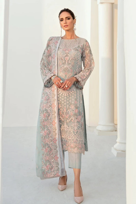 Baroque Luxury Chiffon Embroidered 3 Piece Unstitched F80