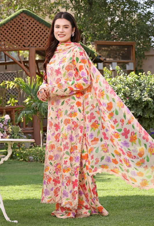 Aneelas - Luxury Lawn Embroidered Unstitched 3 Piece - Tehzeeb