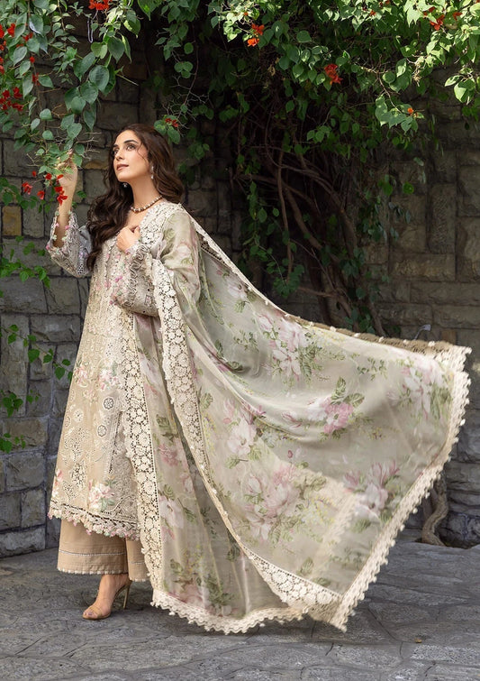 Elaf Luxury Embroidered Lawn Unstitched 3Pc Suit ELY-2A CAMELLIA
