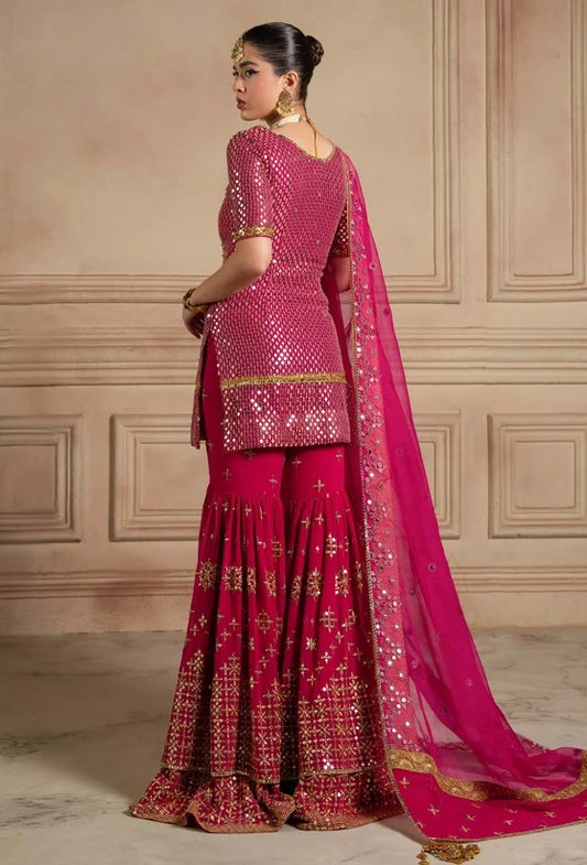 Laj by Lajwanti - GULABEEN Luxury Chiffon Embroidered 3Pc Unstitched Suit PA-177