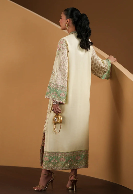 ETHNC ANTIQUE WHITE | E1210/104/006 Luxury Silk Embroidered 3Pc Unstitched Suit PA-205