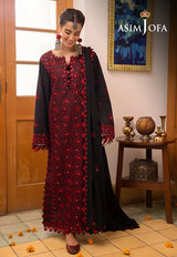 Shadow Work By Asim Jofa Embroidered Chiffon Suits Unstitched 3 Piece AJ23SW AJSW-22 - Luxury Festive Collection