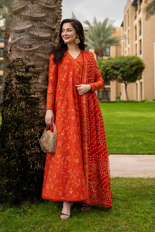 Faiza Saqlain 3 Pc Luxury Lawn Embroidered Chunri Duppatta | Denisa