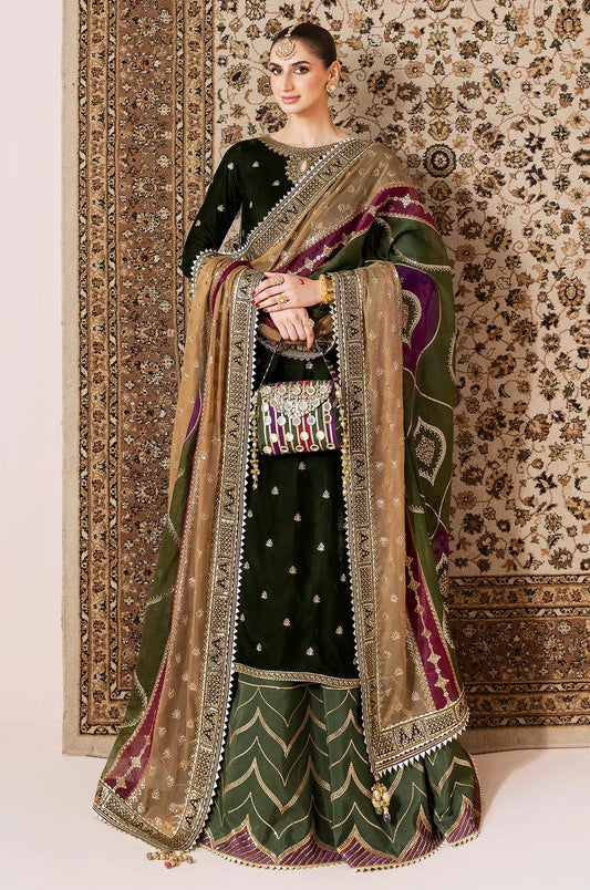 Jazmin Luxury Velvet Embroidered Unstitched 3 Piece - CVF D-09