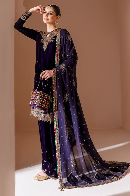 Jazmin Embroidered Velvet Formal 3 Pc Unstitched CVF D-08 Nilofer
