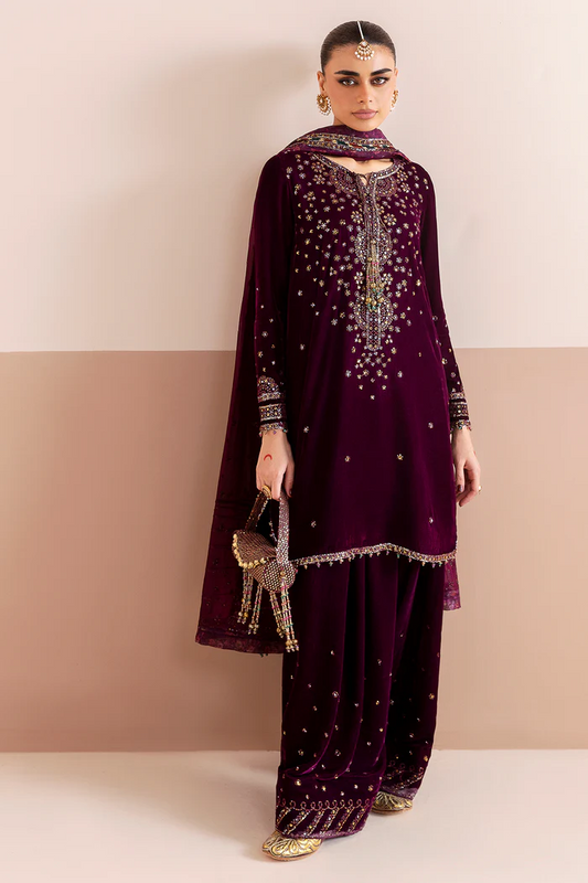 Jazmin Luxury Unstitched 3 Pc Embroidered Velvet Formal CVF D-05