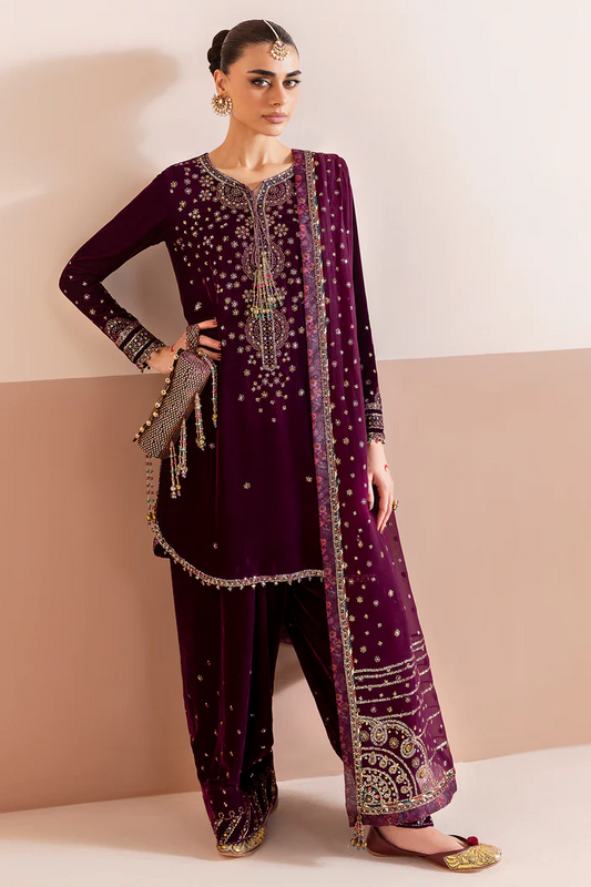 Jazmin Luxury Unstitched 3 Pc Embroidered Velvet Formal CVF D-05