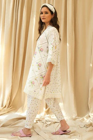 Farida Hassan - Luxury Lawn Embroidered Unstitched 3 Piece - Vanilla