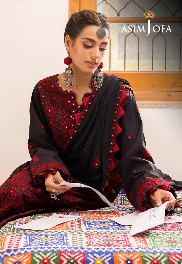Shadow Work By Asim Jofa Embroidered Chiffon Suits Unstitched 3 Piece AJ23SW AJSW-22 - Luxury Festive Collection