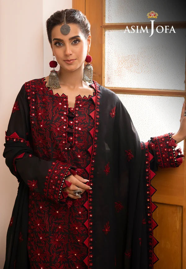 Shadow Work By Asim Jofa Embroidered Chiffon Suits Unstitched 3 Piece AJ23SW AJSW-22 - Luxury Festive Collection