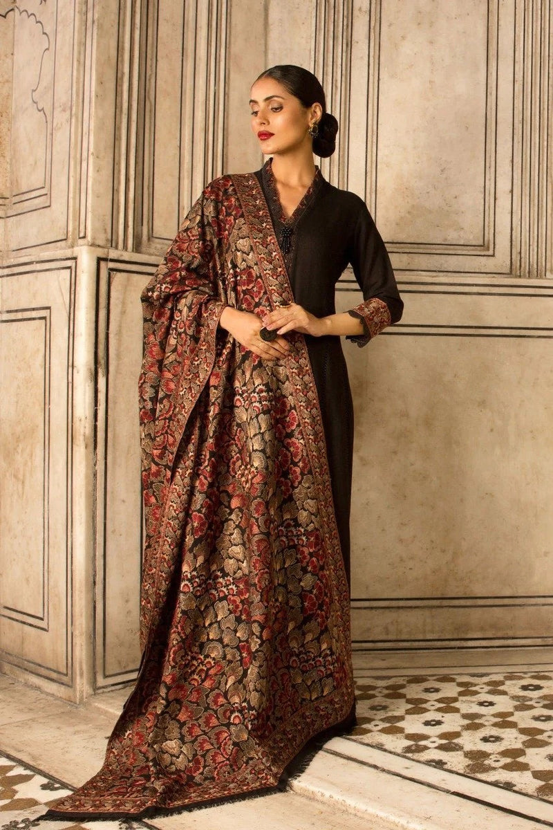 Breeze Rose Petal karandiEmbroidered Shawal fully Embroidered AD-431