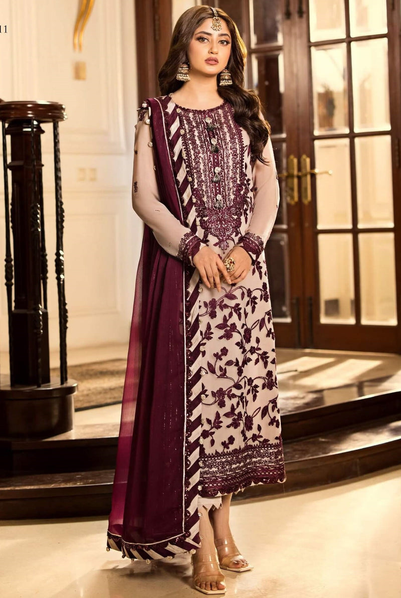 Jhilmil By Asim Jofa Embroidered Chiffon Suits Unstitched 3 Piece AJ23JM AJJM-11 - Festive Collection