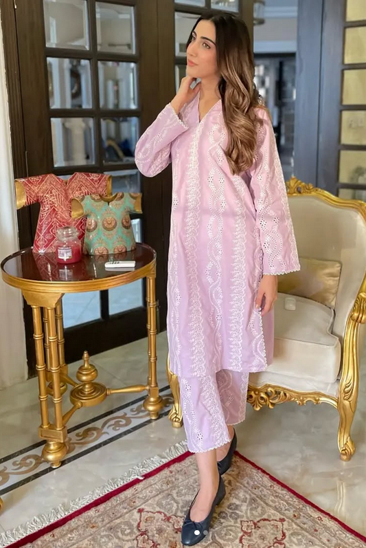 Naarj Luxury Lawn Collection Unstitched 3 Pieces Pink