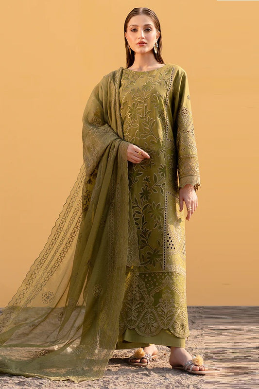 Mahnur - Luxury Lawn Embroidered 3 Piece Unstitched - Adrienne