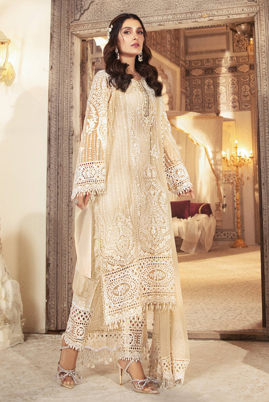 Maria.B Pearl White - Organza Embroidered 3 Piece Unstitched BD-2304