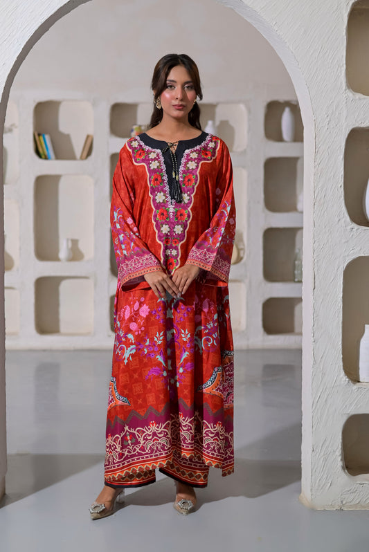 Poshkari Luxury Blended Raw Silk Embroidered 2Pc Stitched Suit PA - 0069