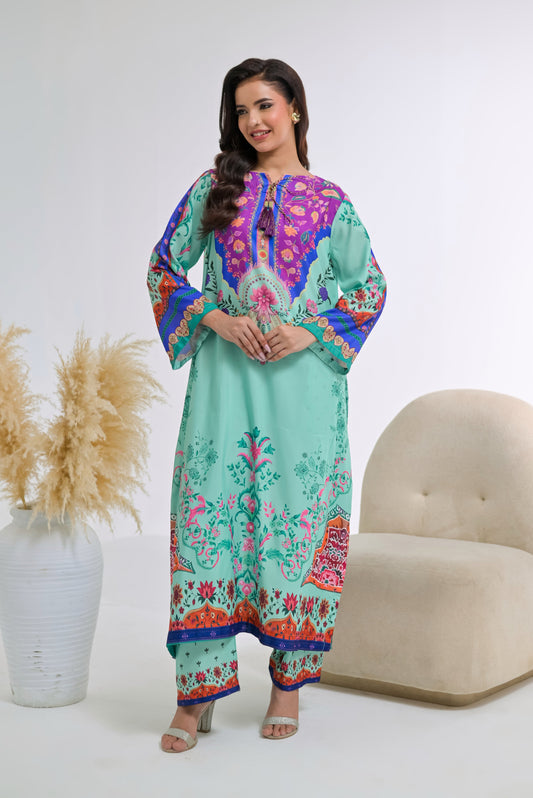 Poshkari Luxury Blended Raw Silk Embroidered 2Pc Stitched Suit PA - 0068