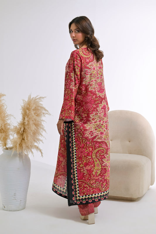 Poshkari Luxury Blended Raw Silk Embroidered 2Pc Stitched Suit PA - 0071