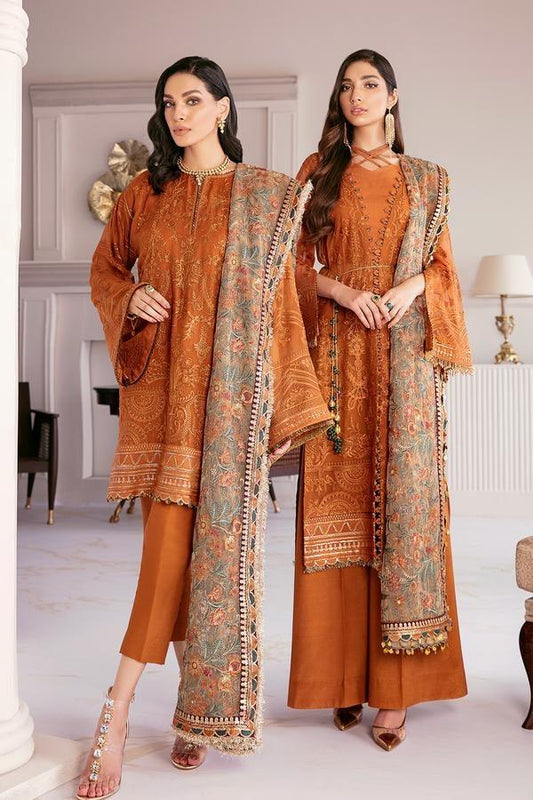 Baroque Chantelle Embroidered Chiffon 3 Piece Suit BU 08 Crystal Sugar