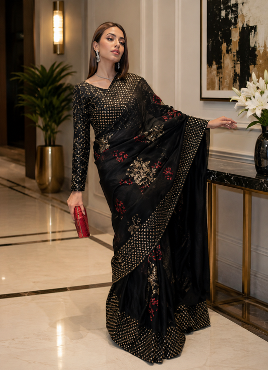 Muse Luxury Organza Embroidered 3Pc Unstitched Sari Ayesha Shahveer