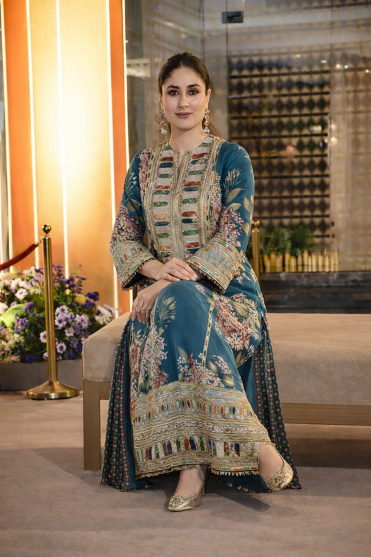 Sabyasachi Luxury Lawn Embroidered Suit Unstitched 3 Pc D-1