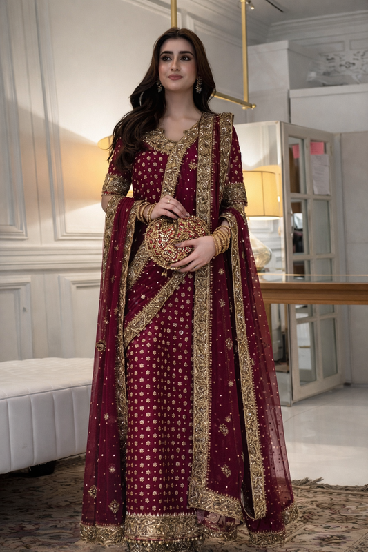 Haris Shakeel Luxury Chiffon Embroidered Unstitched 3 Piece - HR 69 Aisha Afridi