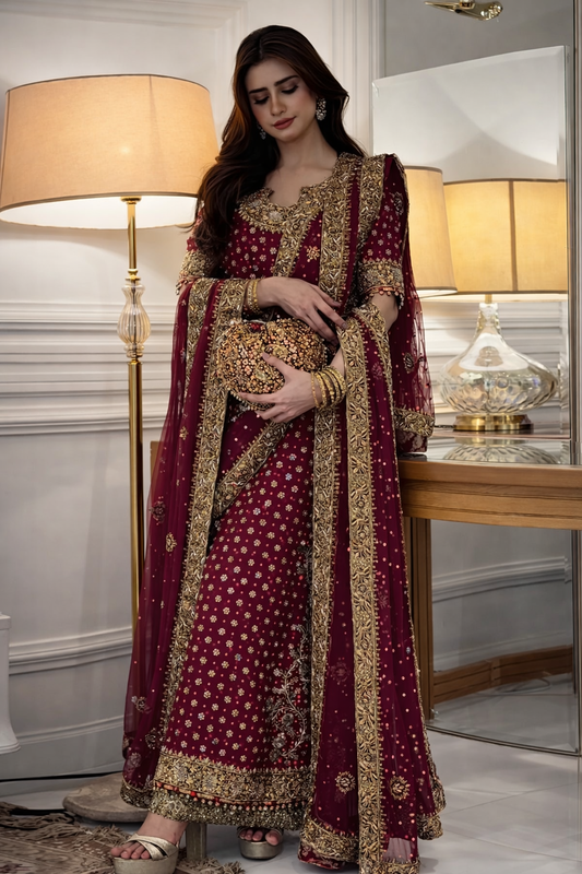 Haris Shakeel Luxury Chiffon Embroidered Unstitched 3 Piece - HR 69 Aisha Afridi