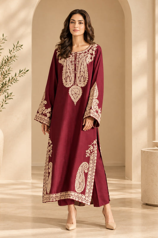 Poshkari Mahveen Luxury Dhanak Lawn Embroidered 2Pc Unstitched Suit PA-200