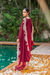 Luxe By Azure Embroidered Chiffon Suits Unstitched 3 Piece AS-116 Crimson Rush - Festive Collection
