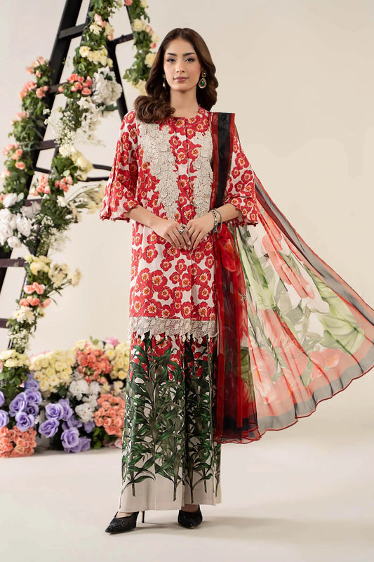 Maria.B - Luxury Lawn Embroidered Unstitched 3 Piece - MPS-2606-B