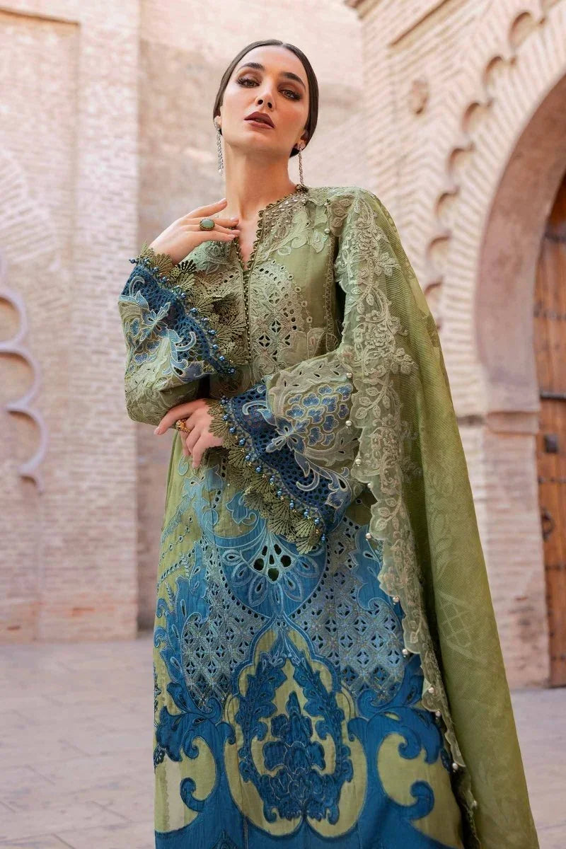 Maria.B Luxury Embroidered Unstitched Lawn Collection D - 2501 - A - 3 Pieces Lawn - Zainabjees