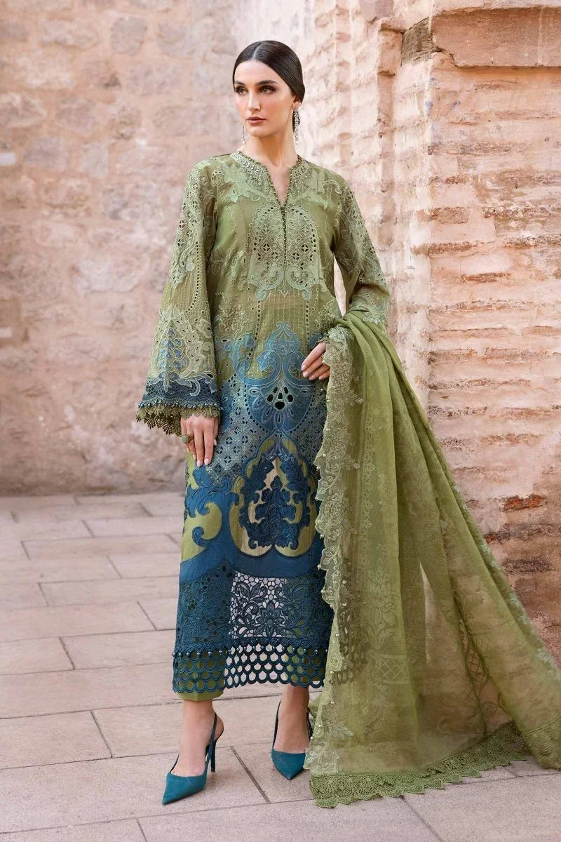 Maria.B Luxury Embroidered Unstitched Lawn Collection D - 2501 - A - 3 Pieces Lawn - Zainabjees